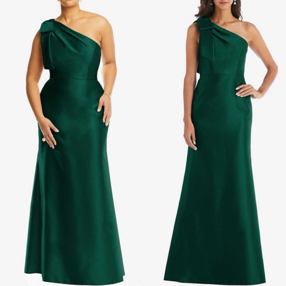 ALFRED SUNG Dresses & Skirts - ALFRED SUNG · STYLE D794 · SATIN TWILL SHINE Bow One Shoulder Trumpet Gown NEW